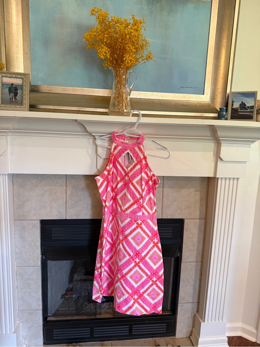 Gretchen Scott Designs Pink Floral Geometric Halter